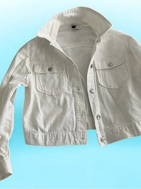 H& M Classic S White cropped Denim Jacket
